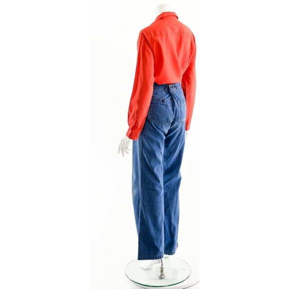 Red Tuxedo Long Sleeve Blouse - Picture 9 of 10